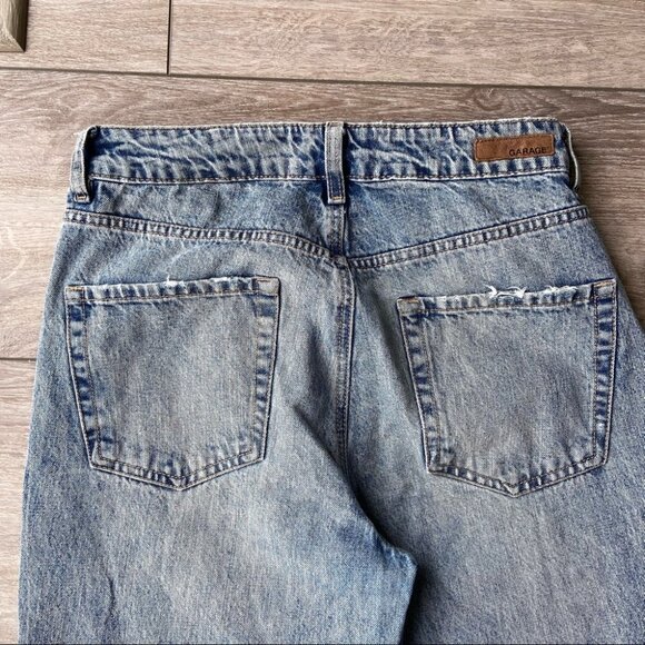 Garage Acid Washed Distressed Raw Hem  Mom Jeans - Picture 9 of 11